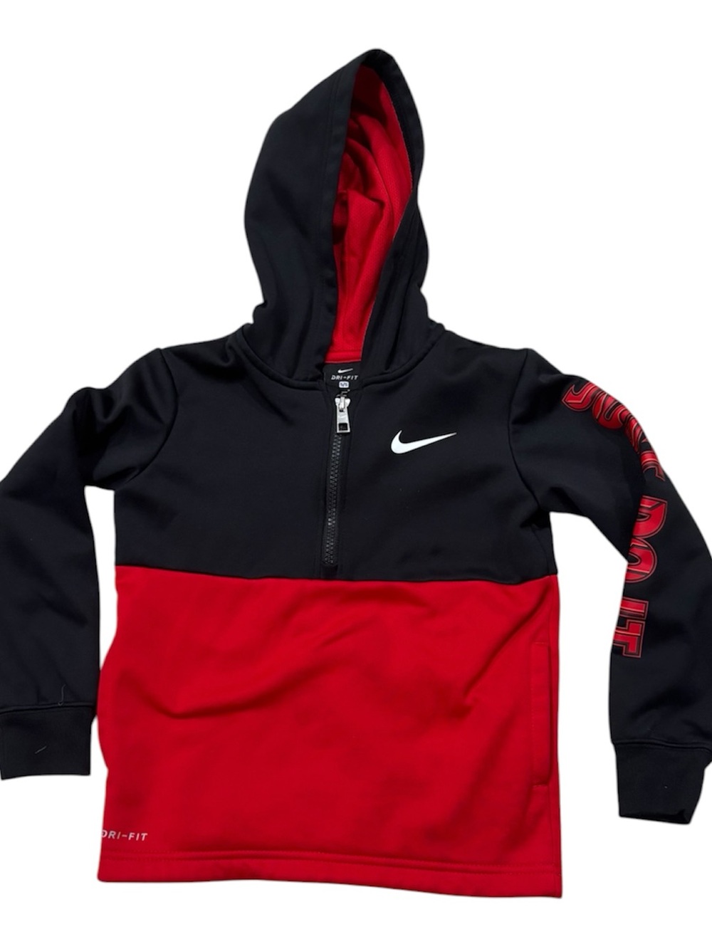 Nike Kids Black & Red Dri-FIT Half-Zip Hoodie